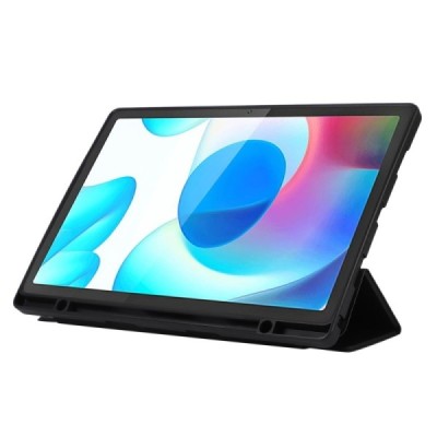 Samsung Galaxy Tab A9+ flip-up black leather case - notebook with a place for the pen | Priedai.lt