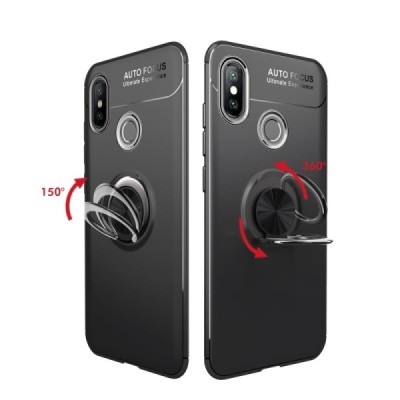Xiaomi Mi 8 „FOCUS“ Kickstand hard silicone TPU black case - back | Priedai.lt
