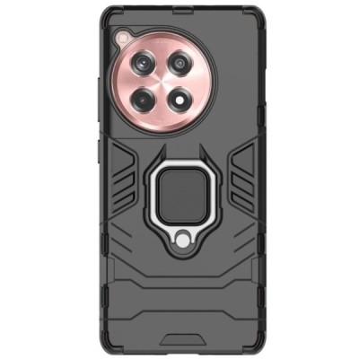 Enhanced protections „Kickstand“ OnePlus 12R (Ace 3) black hard silicone (TPU) and plastic case | Priedai.lt