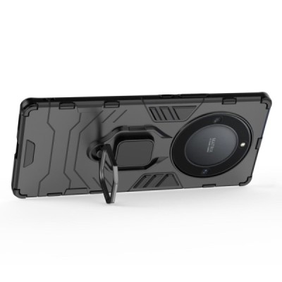 Enhanced protections „Kickstand“ Huawei Honor Magic 5 Lite (Honor X40, X9a) black hard silicone (TPU) and plastic case | Priedai
