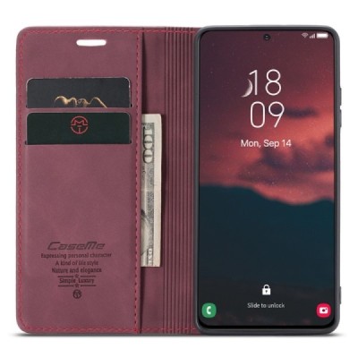 Samsung Galaxy S24 (SM-S921) CaseMe Retro Solid Flip Case Book - Burgundy | Priedai.lt