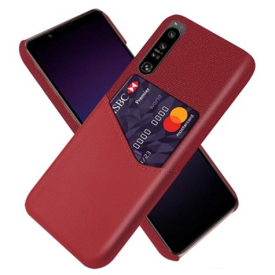 „KSQ“ Shell Sony Xperia 1 IV red leather case - back with pocket for cards | Priedai.lt