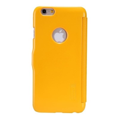 Nillkin Fresh Apple iPhone 6 Plus (6s Plus) atverčiamas geltonas odinis dėklas - knygutė / Priedai.lt