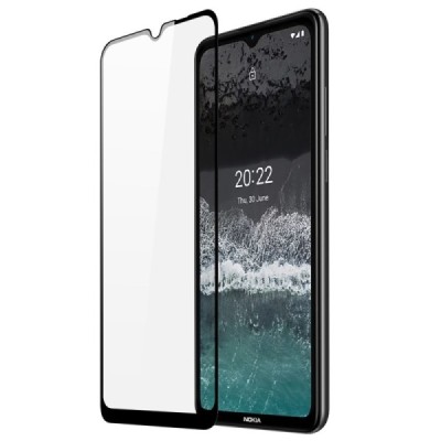 Nokia C21 „Dux Ducis“ 9H Tempered Glass enhanced protection black full coverage protective screen glass 2.5D | Priedai.lt