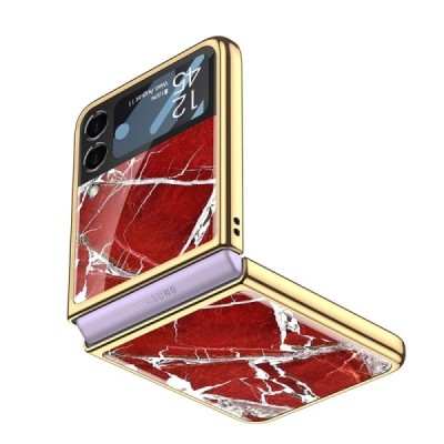 Samsung Galaxy Z Flip3 (F711) GKK Marble plastic red case - back | Priedai.lt