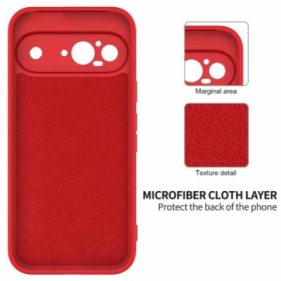 Google Pixel 9 Shell hard liquid silicone (TPU) case red - cover | Priedai.lt