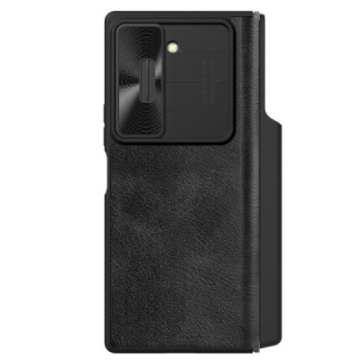 Samsung Galaxy Fold6 5G (SM-F956B) luxury Nillkin Qin Pro series black leather flip case - booklet | Priedai.lt