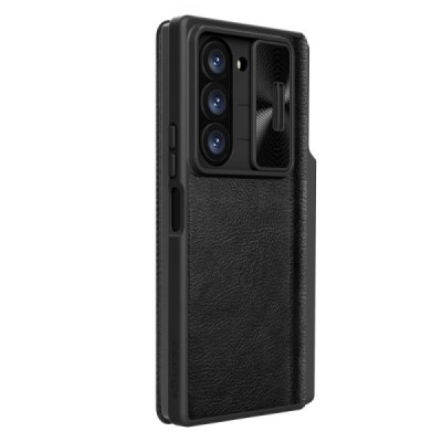 Samsung Galaxy Fold6 5G (SM-F956B) luxury Nillkin Qin Pro series black leather flip case - booklet | Priedai.lt