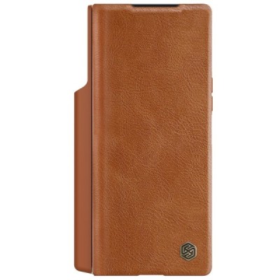 Samsung Galaxy Fold6 5G (SM-F956B) luxury Nillkin Qin Pro series brown leather flip case - booklet | Priedai.lt