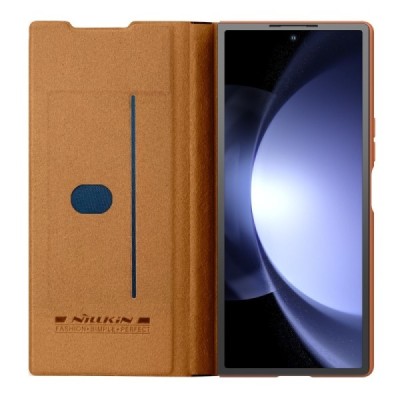 Samsung Galaxy Fold6 5G (SM-F956B) luxury Nillkin Qin Pro series brown leather flip case - booklet | Priedai.lt
