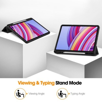 Xiaomi Redmi Pad Pro (Poco Pad) flip-up black leather case - notebook with a place for the pen | Priedai.lt