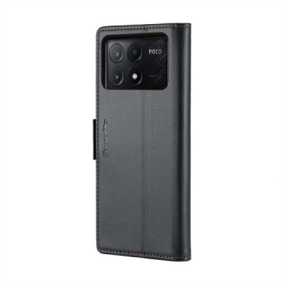 Xiaomi Poco X6 Pro 5G (Redmi K70E) CaseMe Leather Solid Flip Case Book - Black | Priedai.lt