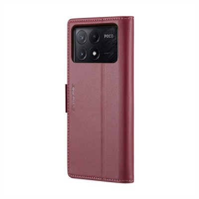 Xiaomi Poco X6 Pro 5G (Redmi K70E) CaseMe Leather Solid Flip Case Book - Burgundy | Priedai.lt