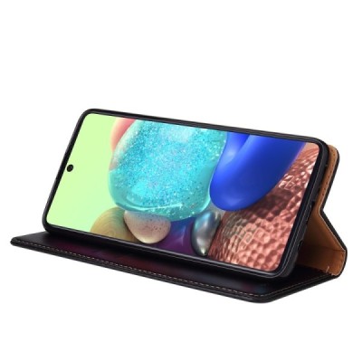 Samsung Galaxy A71 (5G) juodas odinis atverčiamas dėklas | Priedai.lt