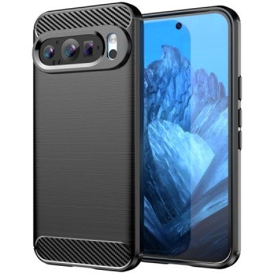 Google Pixel 9 (9 Pro) "Carbon" hard silicone (TPU) black case - cover | Priedai.lt