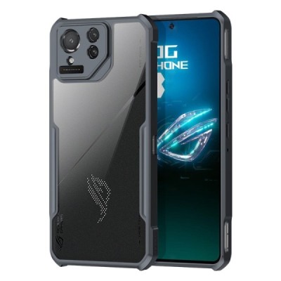 Asus Rog Phone 8 Pro „XUNDD“ transparent black bordered hard silicone TPU acrylic case - back | Priedai.lt