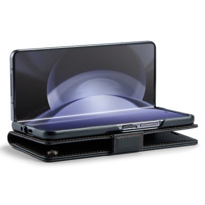 Samsung Galaxy Fold6 5G (SM-F956B) „CaseMe“ Leather solid flip black leather case - booklet | Priedai.lt