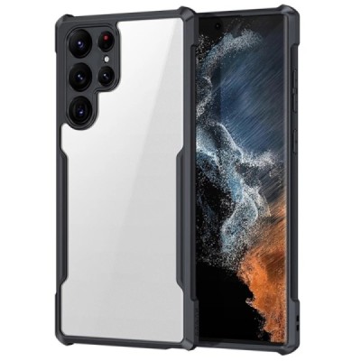 Samsung Galaxy S22 Ultra 5G (SM-S908X) „XUNDD“ transparent black bordered hard silicone TPU acrylic case - back | Priedai.lt
