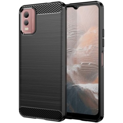 Nokia C32 "Carbon" hard silicone (TPU) black case - cover | Priedai.lt