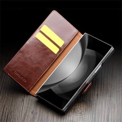 Samsung Galaxy Fold6 5G "QIALINO" flip-up leather case cover - brown | Priedai.lt