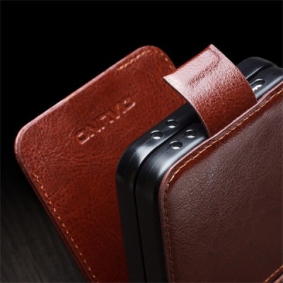 Samsung Galaxy Flip7 FE / Flip6 "QIALINO" flip-up leather case cover - brown | Priedai.lt