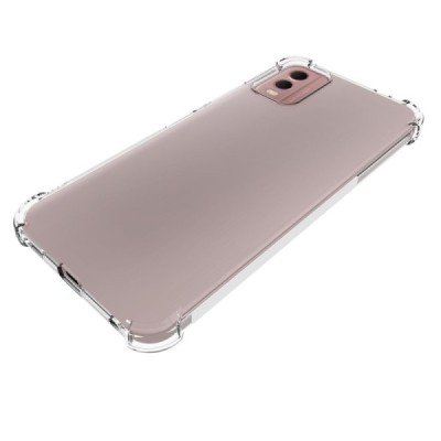 Nokia C32 reinforced protection hard silicone TPU transparent case - back | Priedai.lt