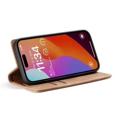 Apple iPhone 16 Pro CaseMe Retro Solid Flip Case Book - Light Brown | Priedai.lt
