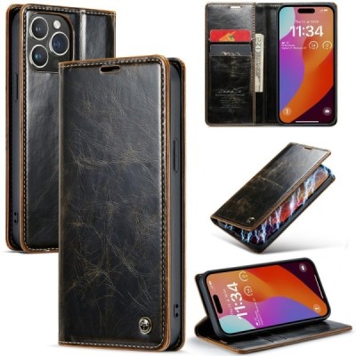 Apple iPhone 16 Pro CaseMe Leather Solid Flip Case Book - Brown | Priedai.lt