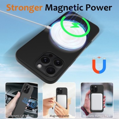 Apple iPhone 16 Pro "Shell" MagSafe Hard Silicone TPU Black Case Cover - Back | Priedai.lt