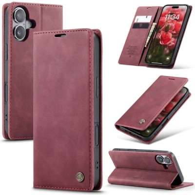 Apple iPhone 16 Plus CaseMe Retro Solid Flip Case Book - Burgundy | Priedai.lt