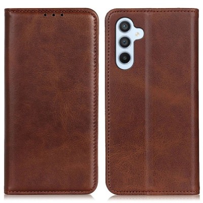 Samsung Galaxy S24 FE "Split" brown leather flip case - book | Priedai.lt
