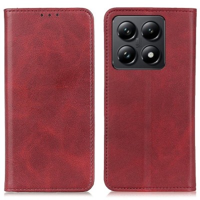 Xiaomi 14T "Split" red leather flip case - book | Priedai.lt