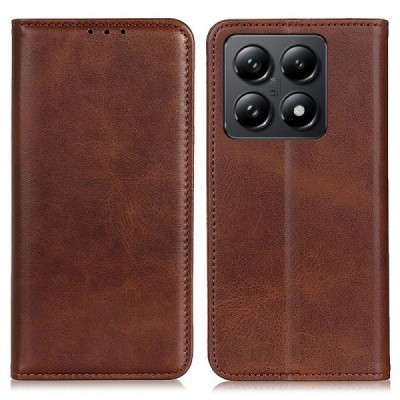 Xiaomi 14T "Split" brown leather flip case - book | Priedai.lt