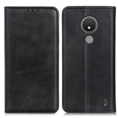 Nokia C21 "Split" black leather flip case - book | Priedai.lt