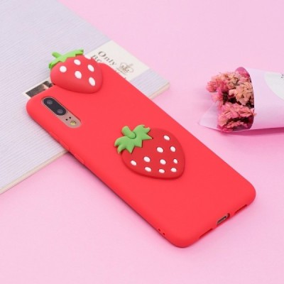 Huawei P20 „Squezy“ Strawberry hard silicone (TPU) red case | Priedai.lt