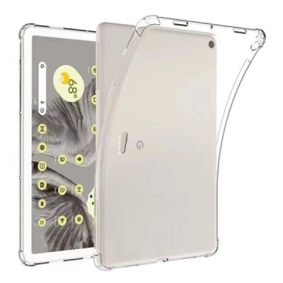 Google Pixel Tablet reinforced protection hard silicone TPU transparent case - back | Priedai.lt