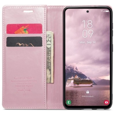 Samsung Galaxy A55 5G (SM-A556) CaseMe Leather Solid Flip Case Book - Pink | Priedai.lt