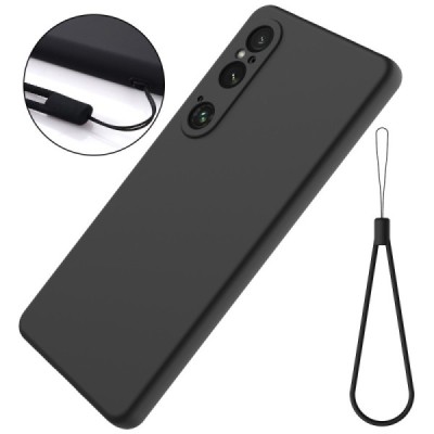 Sony Xperia 1 VI Shell hard liquid silicone (TPU) black case - cover | Priedai.lt