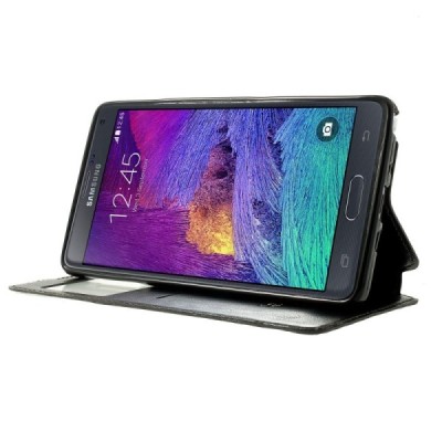 Roar Noble atverčiamas Samsung Galaxy Note 4 (N910) juodas odinis dėklas / Priedai.lt