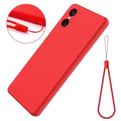 Sony Xperia 10 VI Shell hard liquid silicone (TPU) red case - cover | Priedai.lt