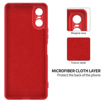 Sony Xperia 10 VI Shell hard liquid silicone (TPU) red case - cover | Priedai.lt