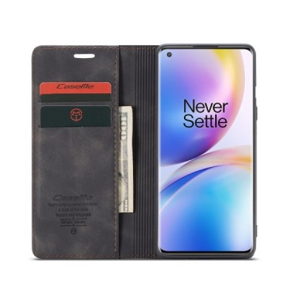 OnePlus 8 Pro CaseMe Retro Solid Flip Case Book - Black | Priedai.lt