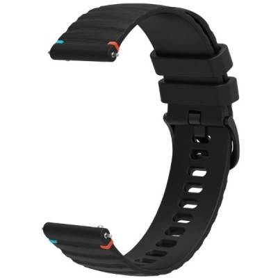 Wave smart watch (Samsung Galaxy Watch3, Gear, Watch GT) hard silicone (TPU) black bracelet | Priedai.lt