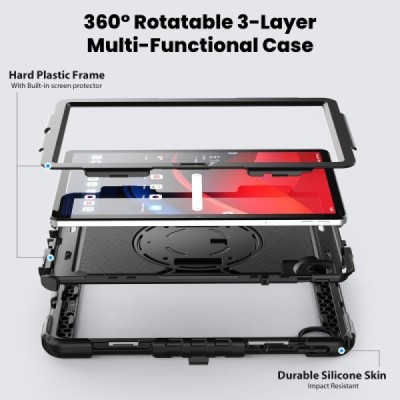 Lenovo Tab M11 (TB330FU) reinforced protection (360°) black case - back | Priedai.lt