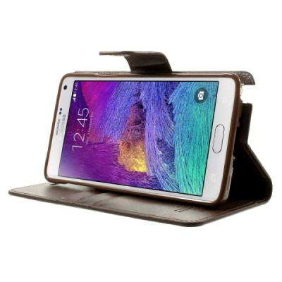 Mercury Sonata atverčiamas Samsung Galaxy Note 4 (N910) tamsiai rudas odinis dėklas - piniginė / Priedai.lt