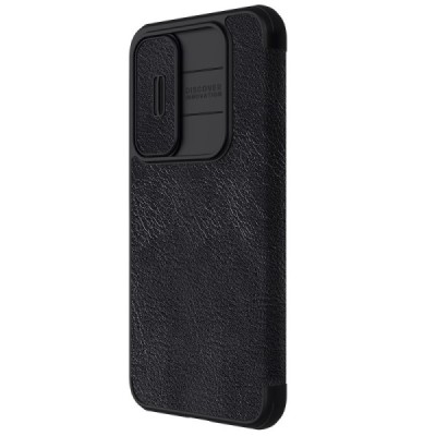 „Nillkin“ Qin Pro series luxury black leather flip case for Samsung Galaxy A55 5G (SM-A556) | Priedai.lt