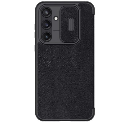„Nillkin“ Qin Pro series luxury black leather flip case for Samsung Galaxy A55 5G (SM-A556) | Priedai.lt