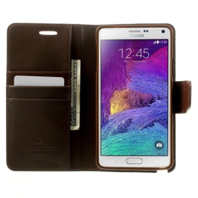 Mercury Sonata atverčiamas Samsung Galaxy Note 4 (N910) tamsiai rudas odinis dėklas - piniginė / Priedai.lt