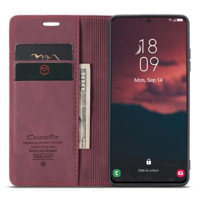 Samsung Galaxy S24+ (SM-S926) CaseMe Retro Solid Flip Case Book - Burgundy | Priedai.lt