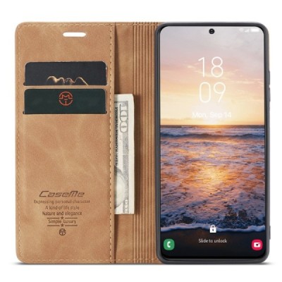 Samsung Galaxy S24+ (SM-S926) CaseMe Retro Solid Flip Case Book - light brown | Priedai.lt